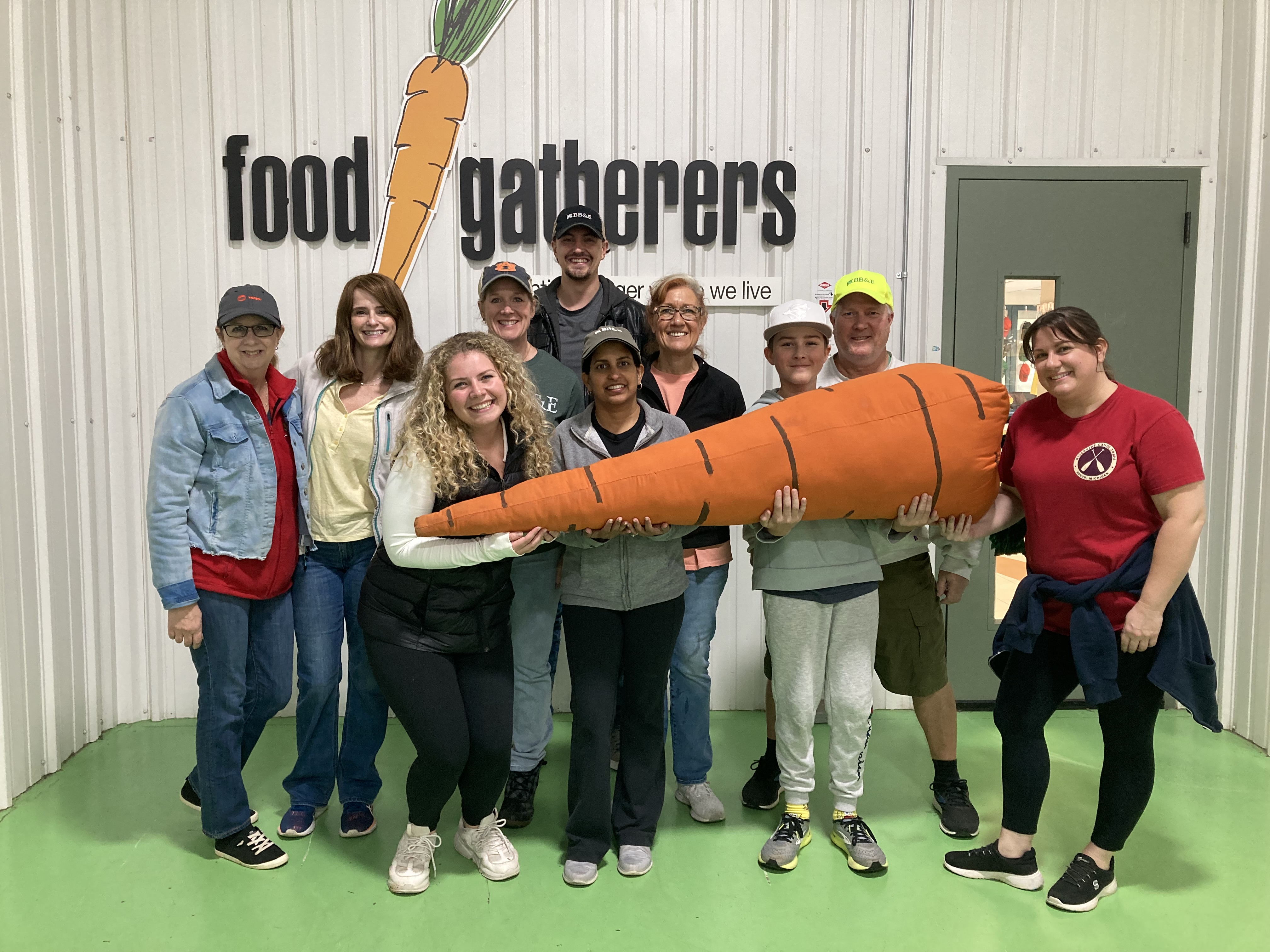 BB&E staff and family group photo at Food Gatherers, Ann Arbor.